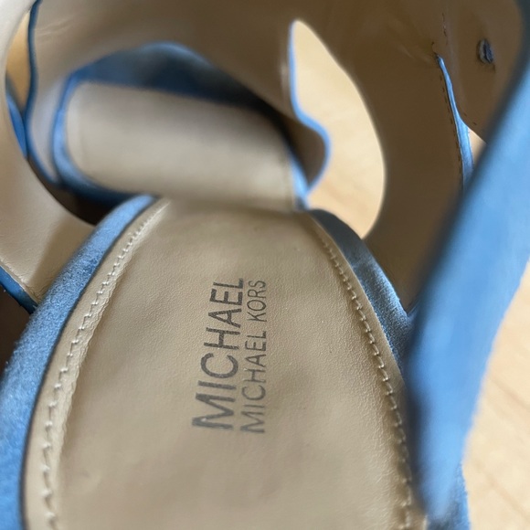 Michael Kors Espadrille Wedges, Sky Blue Suede, Sz 8.5Medium - Picture 2 of 8